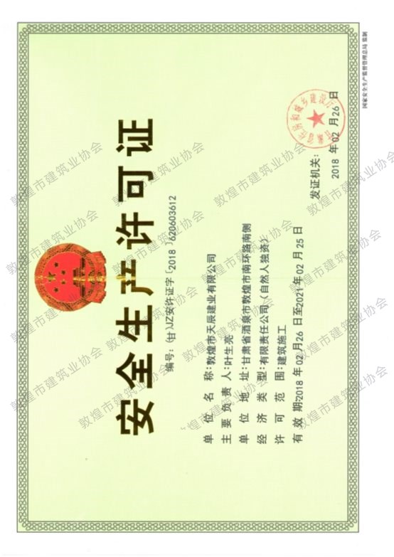 安许证正本
